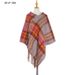 Unisex Thickened cape for women with fine check and coarse fringe pullover_viptrois.com