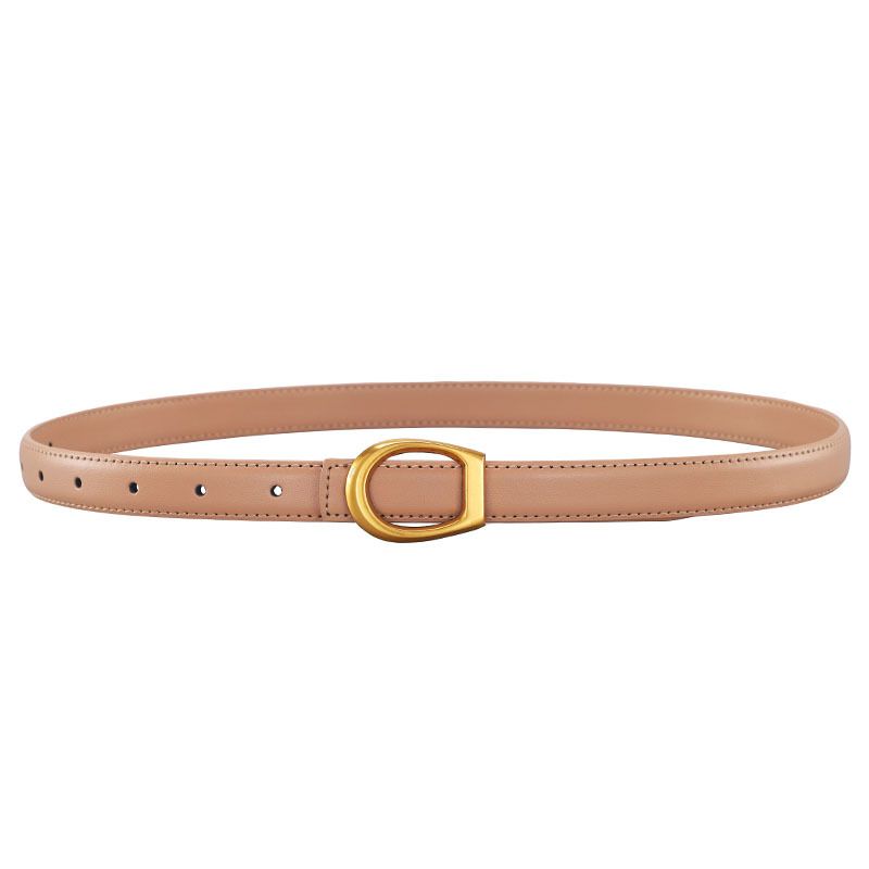 Women's Belt Smooth Buckle Female Student Genuine Leather Korean Style Simple Pants Belt Female Decorative Belt_viptrois.com