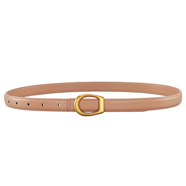 Women's Belt Smooth Buckle Female Student Genuine Leather Korean Style Simple Pants Belt Female Decorative Belt_viptrois.com