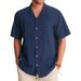 Hot Sale Men's Short Sleeved Shirt Beach Vacation Casual Men's Cotton And Linen Short Sleeved Top_viptrois.com