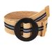 Women Braided Belts Spring And Summer Hot Sale Black Round Wooden Buckle Pp Grass Splicing Black Cloth Strip Women's Belt Versatile Dress Jeans_viptrois.com