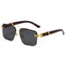 Half Rim Square Sunglasses – Diamond Cut Edge, Marble & Wood Grain Temples, Lightweight Fashion Glasses_viptrois.com