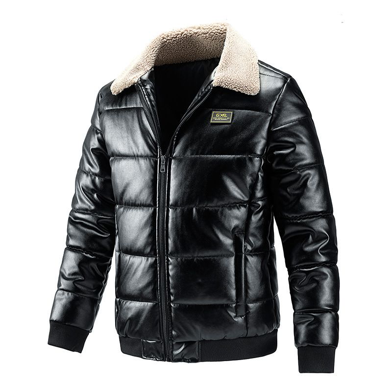 Men's Faux Leather Biker Jacket – Sherpa-Lined Winter Coat With Zippered Cuffs (M-5XL, Slim Fit, Anti-Scratch PU, Retro Motorcycle Style)_viptrois.com
