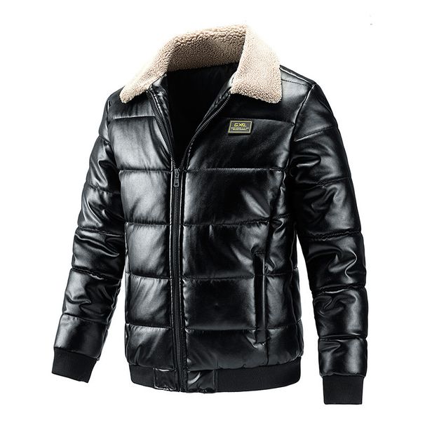 Men's Faux Leather Biker Jacket – Sherpa-Lined Winter Coat With Zippered Cuffs (M-5XL, Slim Fit, Anti-Scratch PU, Retro Motorcycle Style)_viptrois.com