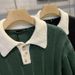 Loom 2023 European And American Style Color-Block Turn-Down Collar Button Sweater Men's Light Retro Casual Long Sleeve_viptrois.com