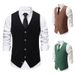 Men's Large Size Vest Business Dark Green British Slim Fit Suit Medieval Vest_viptrois.com