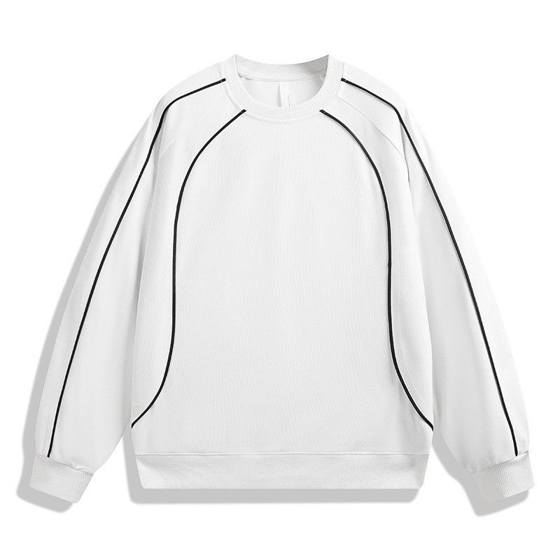 American High Street Deconstruction Reflective Strip Round Neck Hoodie Men's Spring And Autumn Trendy Brand Suede Loose_viptrois.com