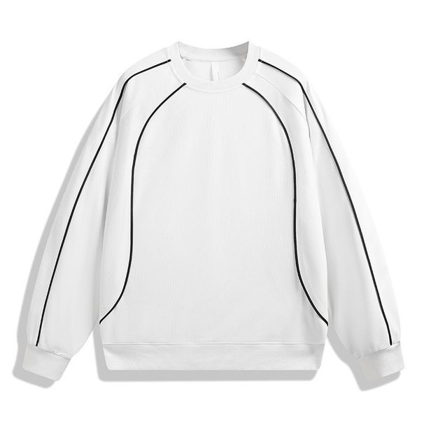 American High Street Deconstruction Reflective Strip Round Neck Hoodie Men's Spring And Autumn Trendy Brand Suede Loose_viptrois.com