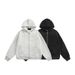 Unisex Hooded Cardigan Jacket - Stylish High Street Oversized Sweatshirt With Back Pocket (Black/Flower Gray, M-XXL)_viptrois.com