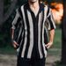 Men's Clothing Spring And Summer New Casual Knitted Splicing Striped Mesh Top Light Business Men's Shirt_viptrois.com