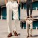 Men's Formal Straight Leg Trousers Mid Waist Button Detailing Plain Color Comfortable Outdoor Everyday Fashion Dress Wholesale_viptrois.com