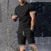 Men's Clothing Summer Loose Suit Short Sleeve Shorts Sports Leisure Round Neck Two Piece Suit_viptrois.com