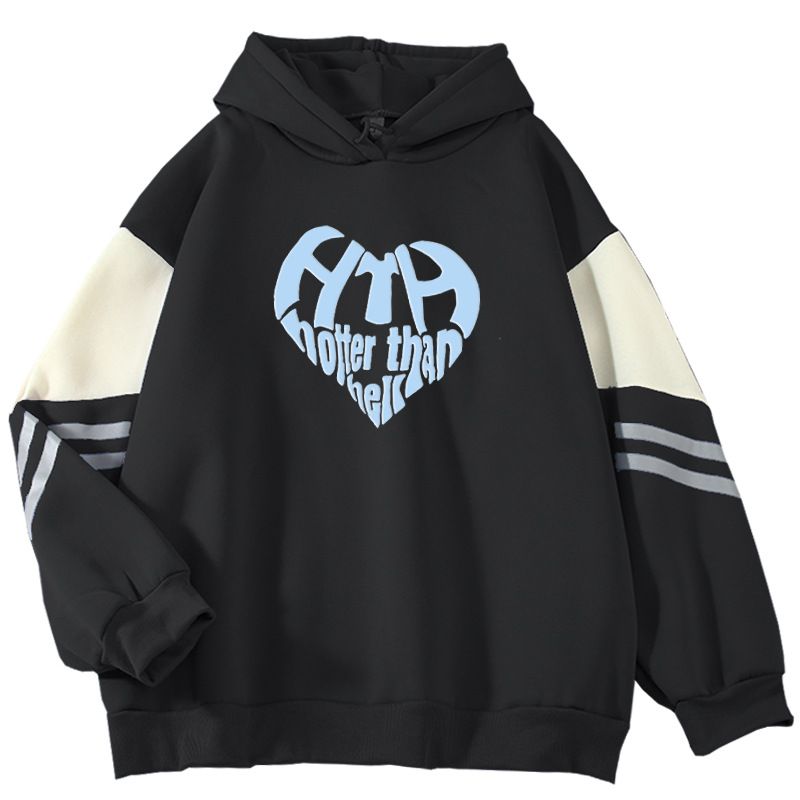 Spring And Autumn New Color Block High-End HTH Hotter Than Hell Cool Internet Celebrity Long Sleeve Sweatshirt_viptrois.com