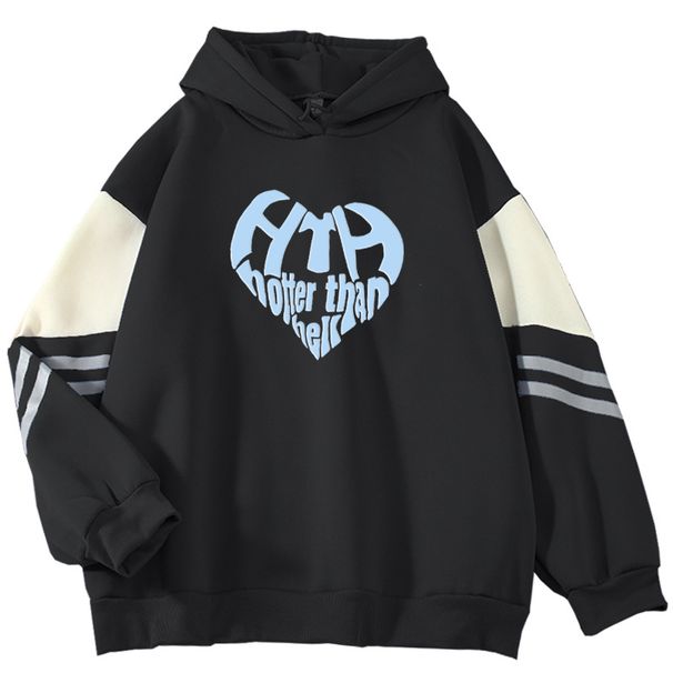 Spring And Autumn New Color Block High-End HTH Hotter Than Hell Cool Internet Celebrity Long Sleeve Sweatshirt_viptrois.com