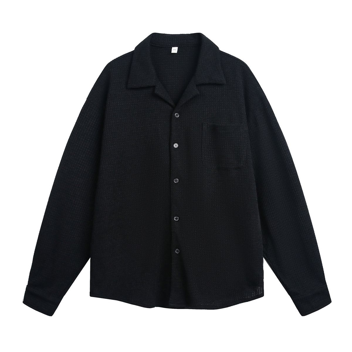 Men's Textured Cuban Collar Shirt Jacket - Relaxed Oversized Shacket For Autumn & Winter_viptrois.com