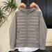 Trendy Lightweight Puffer Jacket For Men – Slim-Fit Hooded Coat With Color Blocking (Black/Grey)_viptrois.com