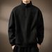 Men's Heavyweight Quarter-Zip Polo Sweatshirt - Soft Vintage Style Pullover For Fall_viptrois.com