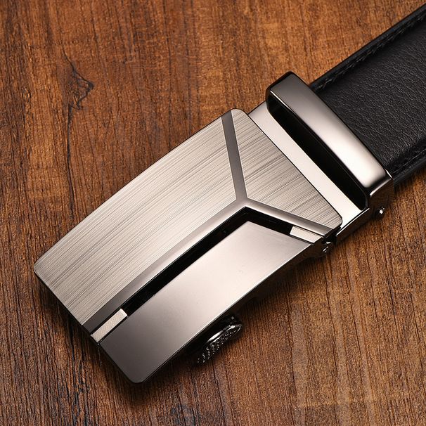 Men's Automatic Buckle Belt Genuine Two Layer Cowhide Automatic Buckle High End Men's Trouser Belt Business_viptrois.com