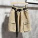 Men's Clothing Retro Workwear Shorts Summer High Street Fashion Brand With Large Pockets Embroidered Loose Casual Shorts_viptrois.com