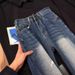 Men's Black Washed Denim Jeans Clean Fit Straight Leg Paint Splatter Print Vintage High Street Vibe Versatile Styling Base_viptrois.com