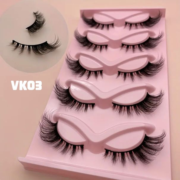 5 Pairs Cat Eye False Eyelashes - Voluminous Wispy Flared Lashes With Fox Effect, Natural Looking & Dramatic Curl For Eye Lengthening_viptrois.com