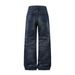 American Style Vintage Washed Denim Men's Loose Wide-Leg Drawstring Tie Casual Straight Pants Trendy_viptrois.com