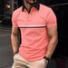 Striped Printed Short Sleeved Lapel T-shirt, Oversized Men's Simple And Sporty Polo_viptrois.com