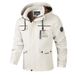 Men's Multi-Pocket Detachable Hood Jacket – Lightweight Polyester Workwear Coat With Utility Design For Spring & Autumn Outdoor Travel_viptrois.com