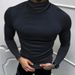 2023 Autumn Winter Long Sleeve T-Shirt Men's Solid Color High Neck Base Layer Undershirt Tee Top_viptrois.com
