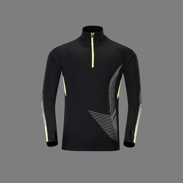 Spring Sports Set Men Stand Neck Zipper Print Elastic Waist Running Football Outdoor Training Clothes Fitness Long Sleeved Suit_viptrois.com