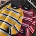 Autumn And Winter Warm Embroidered Striped Mink Fur Round Neck Sweater Pullover Knit Sweater_viptrois.com