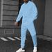 Men’s Textured Polo & Long Pants Set – Breathable Polyester Casual Sportswear (S-XXXL, White/Grey/Black/Army Green/Sky Blue/Khaki)_viptrois.com