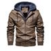 Men's PU Leather Hooded Jacket With Fleece Lining, Slim Fit Winter Coat, Two-Tone Design, Casual Outerwear For Urban Style (S-5XL, Multiple Colors)_viptrois.com