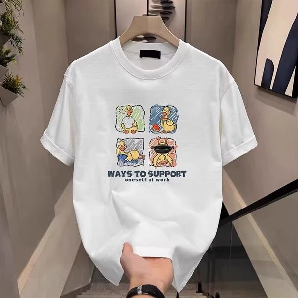 Men's Clothing Fashion Brand Casual Versatile Short Sleeved T Shirt Men's Summer New Heavy Cotton Loose Lazy Style Top_viptrois.com