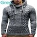 Men's High-Neck Hooded Sweater – Winter Knit Pullover With Cable Twist Design (S-XXXL, 5 Colors) | Streetwear-Inspired Thick Knit Top_viptrois.com