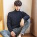Men's Clothing Autumn New Supply Men's Sweater Teenager Solid Color Twisted Thick High Collar Sweater_viptrois.com