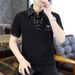 Men's Collar Short Polo Shirt 2025 Summer New Fashion European Version Trendy Casual Versatile Half Sleeved T-shirt_viptrois.com