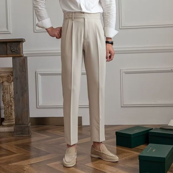 Men's Clothing Men's Suit Trousers Nine Points Slim Fit Business Formal Casual New Style Pants Slim Feet Summer High End Trend Suit Trousers Men_viptrois.com