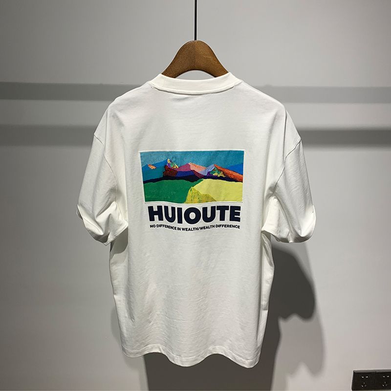 2025 Casual Fashion Printed Short-sleeved Loose T-shirt Men's Summer New Casual Versatile Handsome Crew Neck Top_viptrois.com