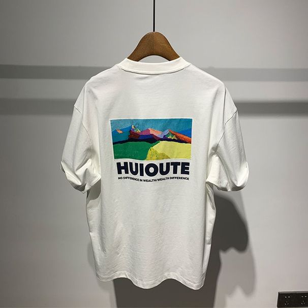 2025 Casual Fashion Printed Short-sleeved Loose T-shirt Men's Summer New Casual Versatile Handsome Crew Neck Top_viptrois.com