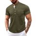 Men's Clothing Men's Outdoor Round Neck Open Tube Henry Short Sleeve Bottom T Shirt Pocket Men's Polo Shirt_viptrois.com