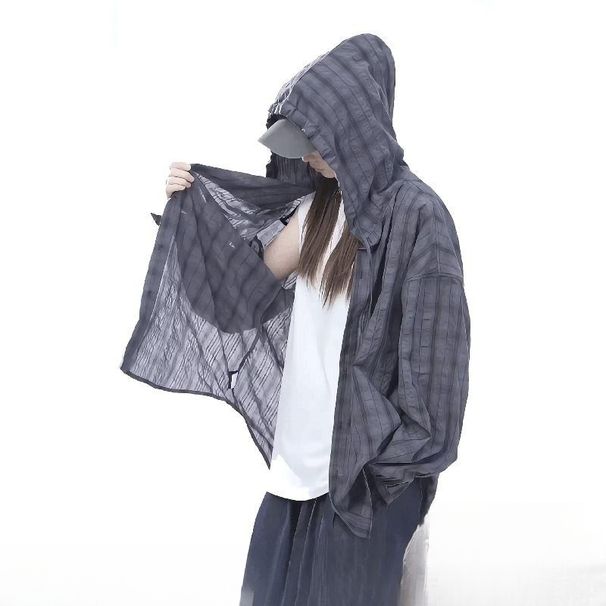 American Style Physical Sunscreen Textured Plaid 2026 New For Men And Women Summer Thin Couple Versatile T-Shirt_viptrois.com