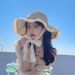 Straw ins Korean version up hollow straw woven Women's summer outing Sunscreen beach sun lace Sun hat_viptrois.com