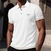 New With Short Sleeves, High-end Mesh Ice Silk Lett Print Short-sleeve T-shirt Men, Shirt Collar, Solid Color For_viptrois.com