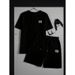 Men's Clothing Men's Wheat Ear Flower Pattern Comfortable 2 Piece Knitted Suit Shorts, Standard US Size With English Washing Mark_viptrois.com