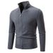 Modern Stand Collar Knit Cardigan For Men – Slim-Fit Zip-Up Pullover With Ribbed Hem_viptrois.com