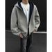 Oversize Cardigan Sweatshirt Men's 2025 Spring And Autumn New American Style Loose Double Zipper Hooded Jacket Top_viptrois.com