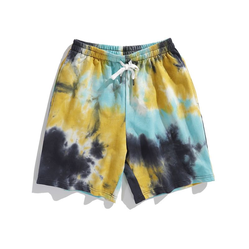 Men's Clothing Fashion Brand Hip Hop Tie Dye Camouflage Shorts Men Summer Loose Straight Japanese Style Trendy Washed Half Length Pants_viptrois.com
