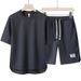 Men's Clothing New Casual Sports Suit Men's Short Sleeved T Shirt Trendy Brand Five Point Shorts Loose Hong Kong Style Two Piece Suit_viptrois.com