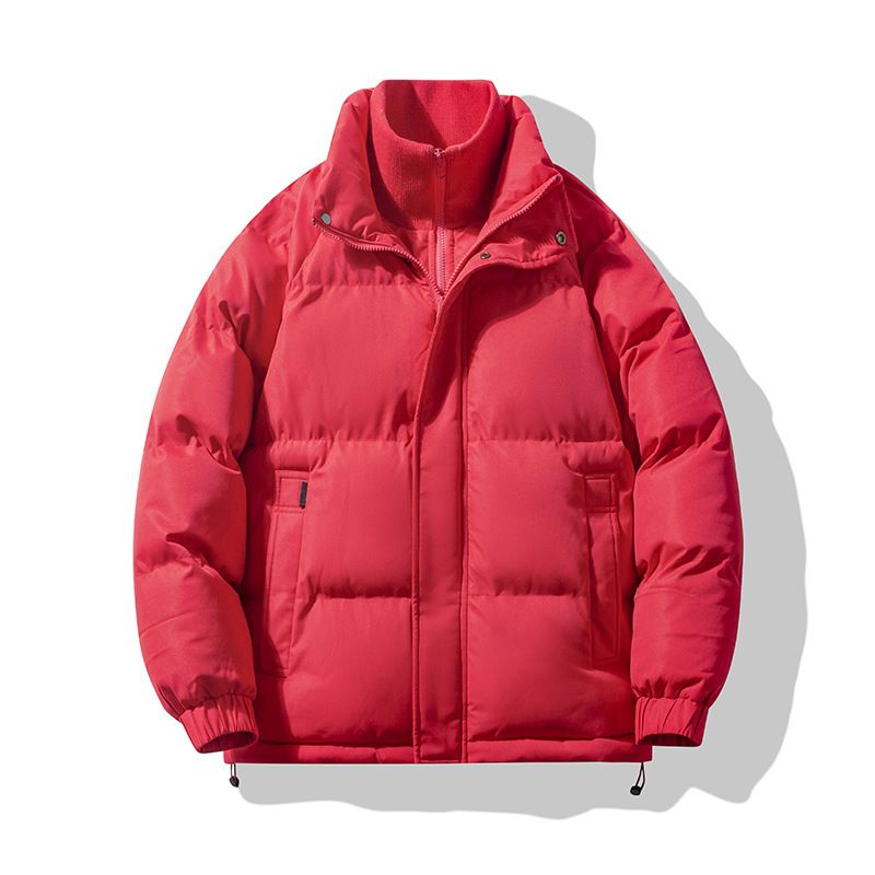 Men's Clothing New Cotton Coat Men's Fake Two Piece Winter Thickened Coat Solid Color Fashion Cotton Coat Trendy Print LOGO_viptrois.com
